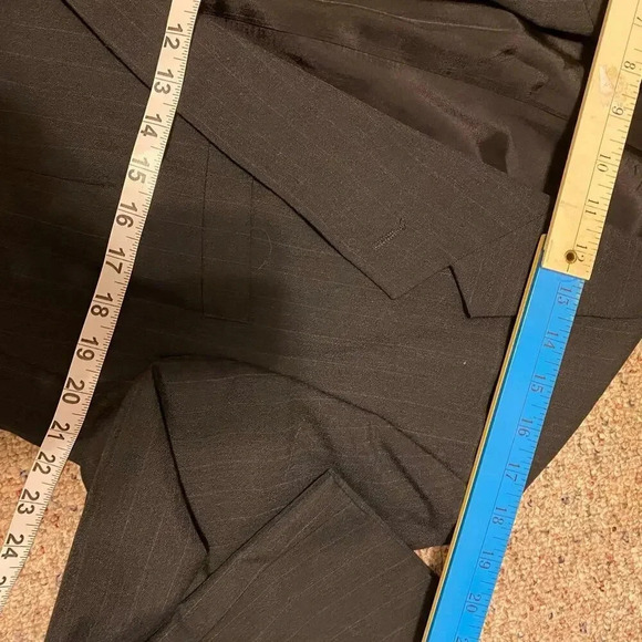 Barrington Black Blue Striped Wool Blend 2 Button Blazer Suit Men's 40R pockets - Picture 2 of 7